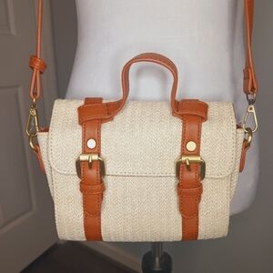 Anthropologie Rattan Cross Body Bag with Adjustable Strap